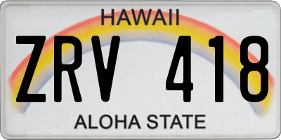 HI license plate ZRV418