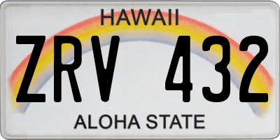HI license plate ZRV432
