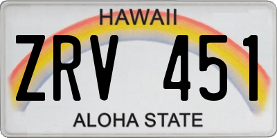 HI license plate ZRV451