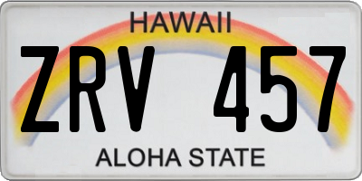 HI license plate ZRV457