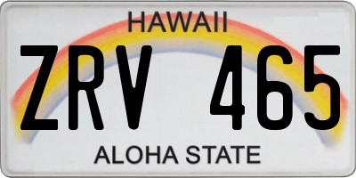 HI license plate ZRV465