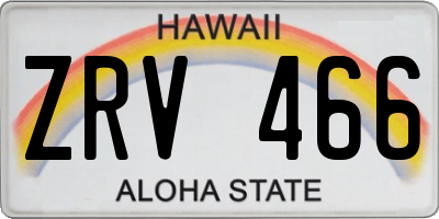 HI license plate ZRV466