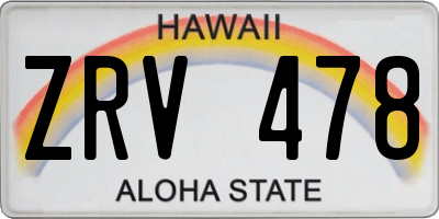 HI license plate ZRV478