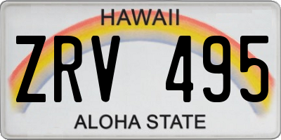 HI license plate ZRV495