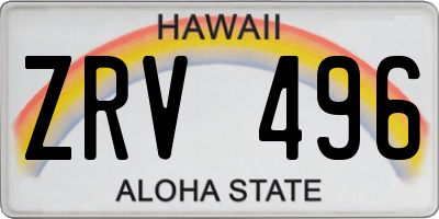 HI license plate ZRV496