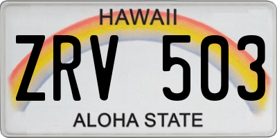 HI license plate ZRV503