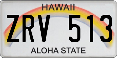 HI license plate ZRV513
