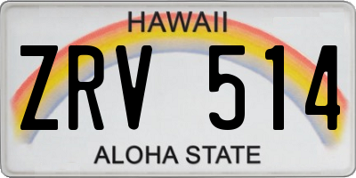 HI license plate ZRV514