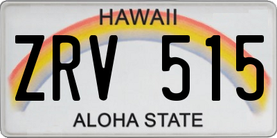 HI license plate ZRV515