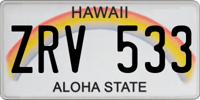 HI license plate ZRV533