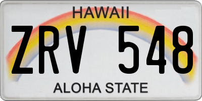 HI license plate ZRV548