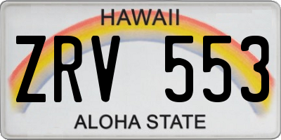 HI license plate ZRV553