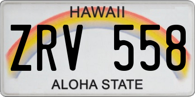 HI license plate ZRV558