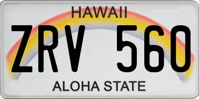 HI license plate ZRV560