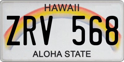 HI license plate ZRV568
