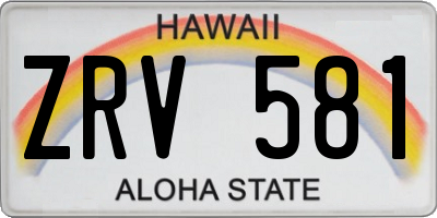 HI license plate ZRV581