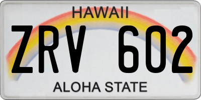 HI license plate ZRV602