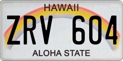 HI license plate ZRV604