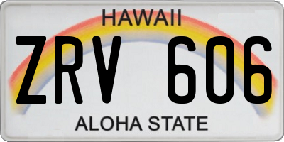 HI license plate ZRV606