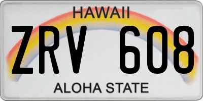 HI license plate ZRV608
