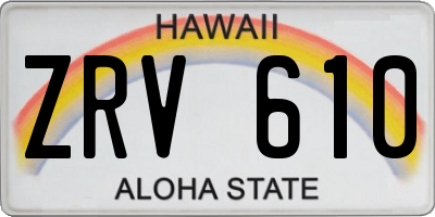 HI license plate ZRV610
