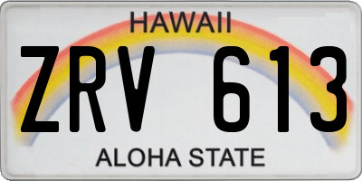 HI license plate ZRV613