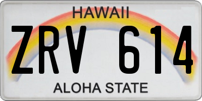 HI license plate ZRV614