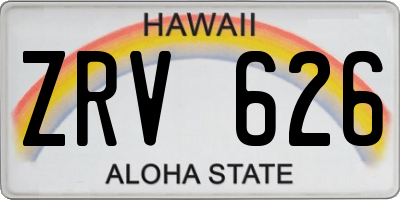 HI license plate ZRV626