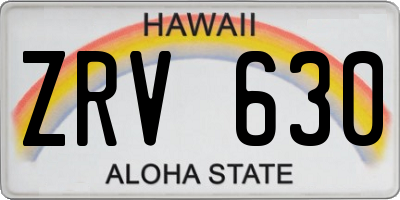 HI license plate ZRV630