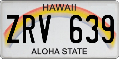 HI license plate ZRV639
