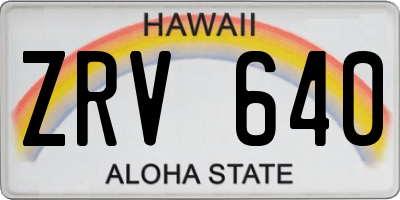 HI license plate ZRV640