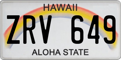 HI license plate ZRV649