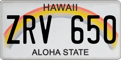 HI license plate ZRV650