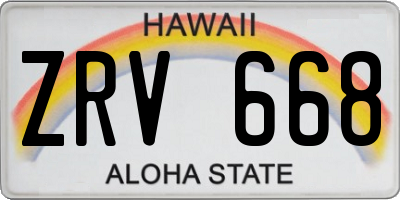 HI license plate ZRV668