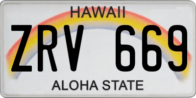 HI license plate ZRV669