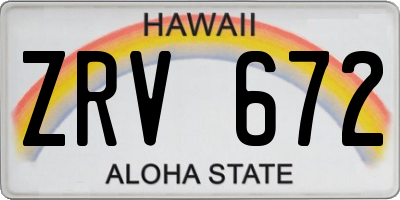 HI license plate ZRV672