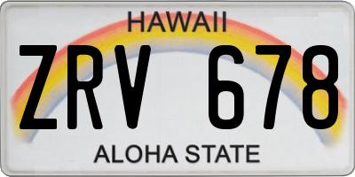 HI license plate ZRV678