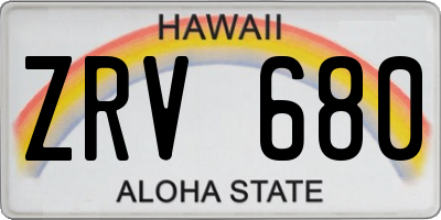 HI license plate ZRV680