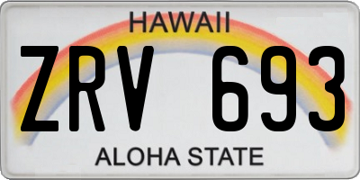 HI license plate ZRV693