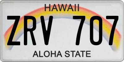 HI license plate ZRV707