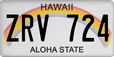 HI license plate ZRV724