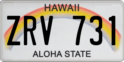 HI license plate ZRV731