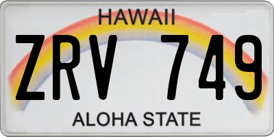 HI license plate ZRV749