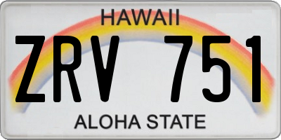 HI license plate ZRV751