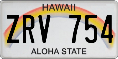 HI license plate ZRV754