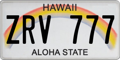 HI license plate ZRV777