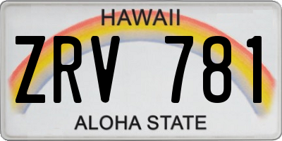 HI license plate ZRV781