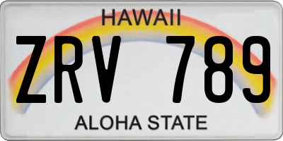 HI license plate ZRV789
