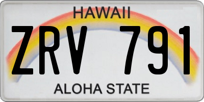 HI license plate ZRV791
