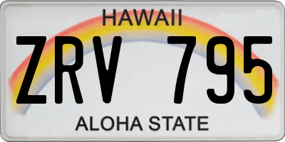 HI license plate ZRV795